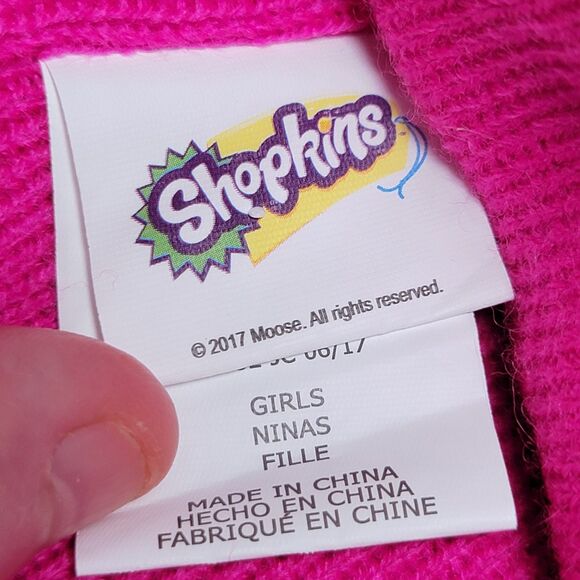Shopkins Girls Pink Beanie w/ Pom Pom "Hello Weekend SPK" - Picture 8 of 9
